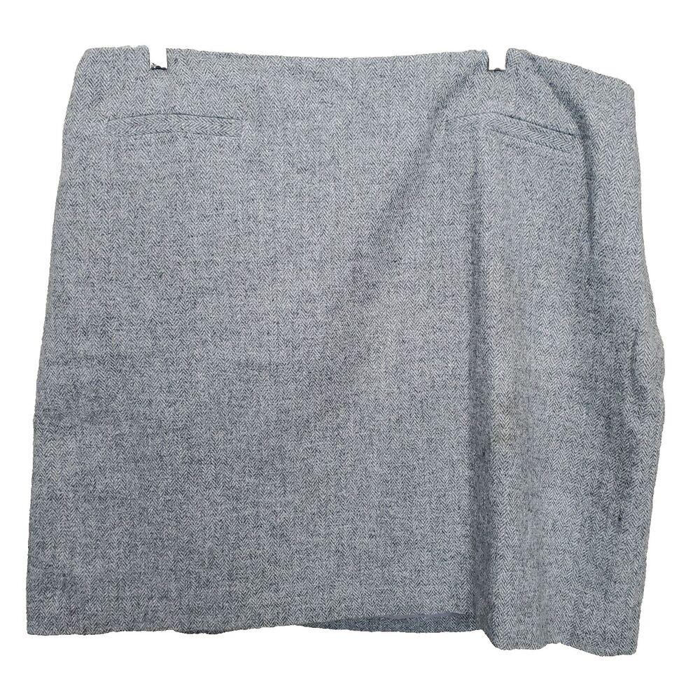 TALBOTS Plus Gray Wool Blend Herringbone Pencil Skirt Side-Zip Elastic Waist 22W